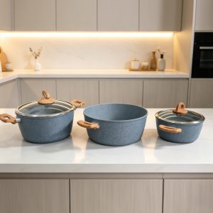 Set of pots with a ceramic-marble non-stick coating, 4pieces,rg-1011