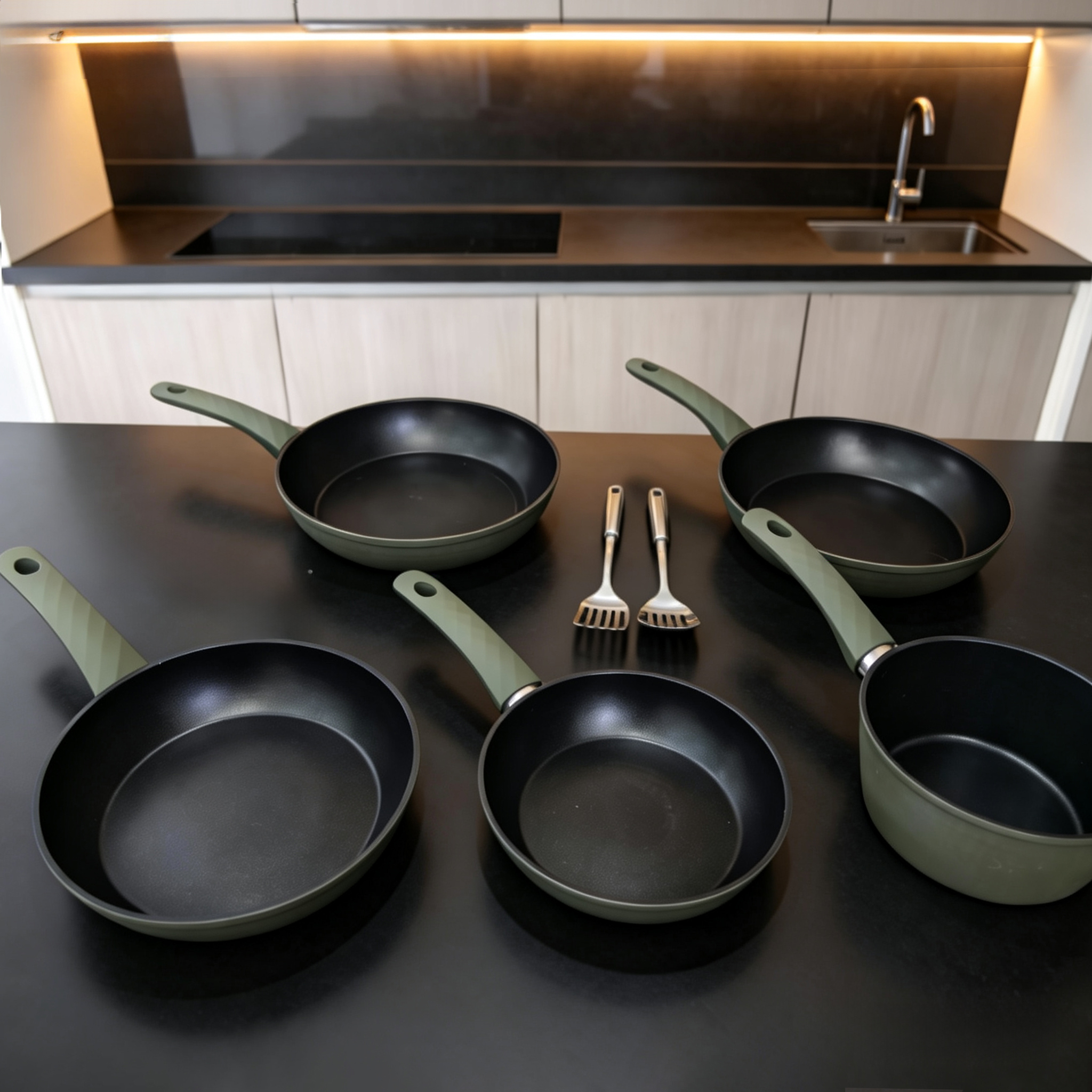 Set of pots with a ceramic-marble non-stick coating, 4pieces,rg-1012