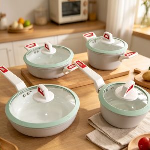 Set of pots with a ceramic-marble non-stick coating, 4pieces,rg-1014