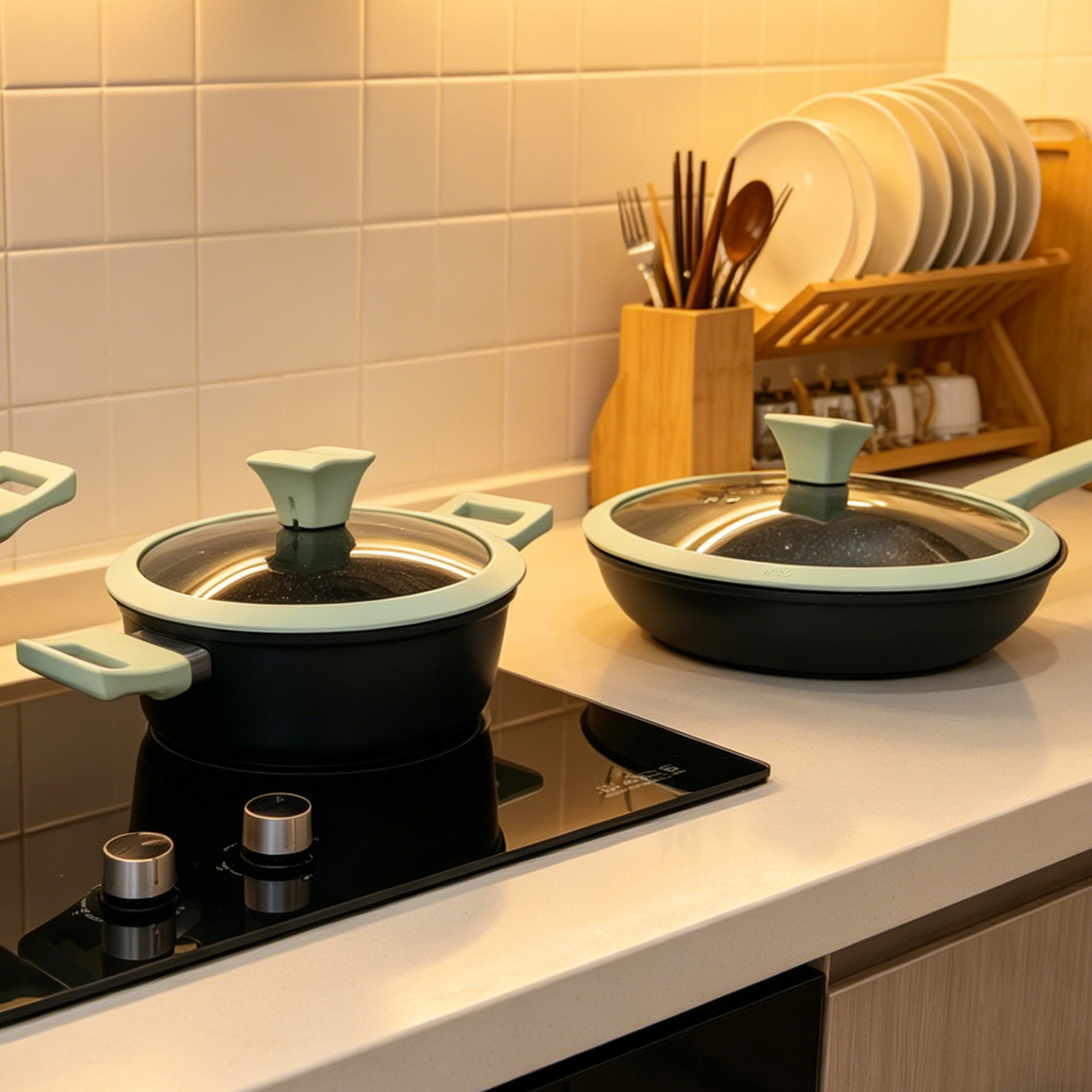 Set of pots with a ceramic-marble non-stick coating, 4pieces,rg-1015