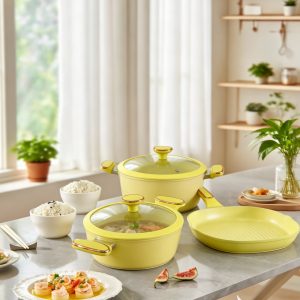 Set of pots with a ceramic-marble non-stick coating, 4pieces,rg-1019