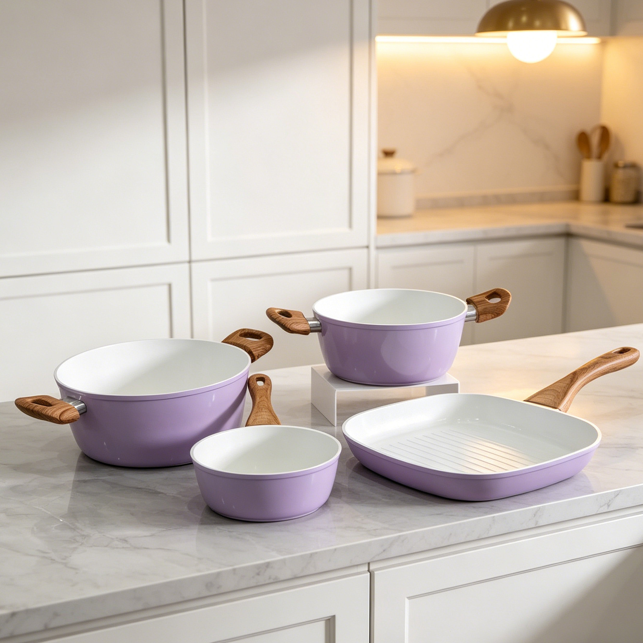 Set of pots with a ceramic-marble non-stick coating, 4pieces,rg-1020
