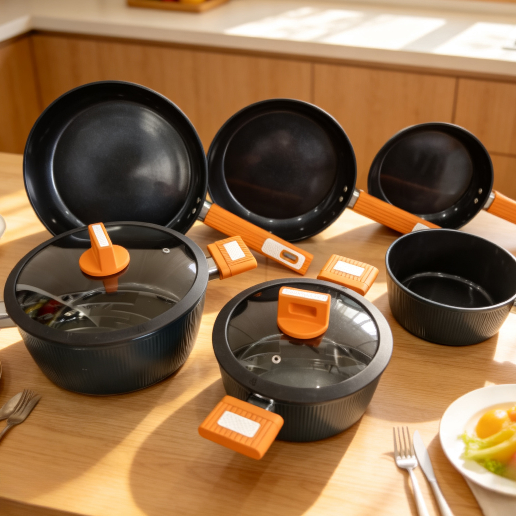 Set of pots with a ceramic-marble non-stick coating, 4pieces,rg-1002