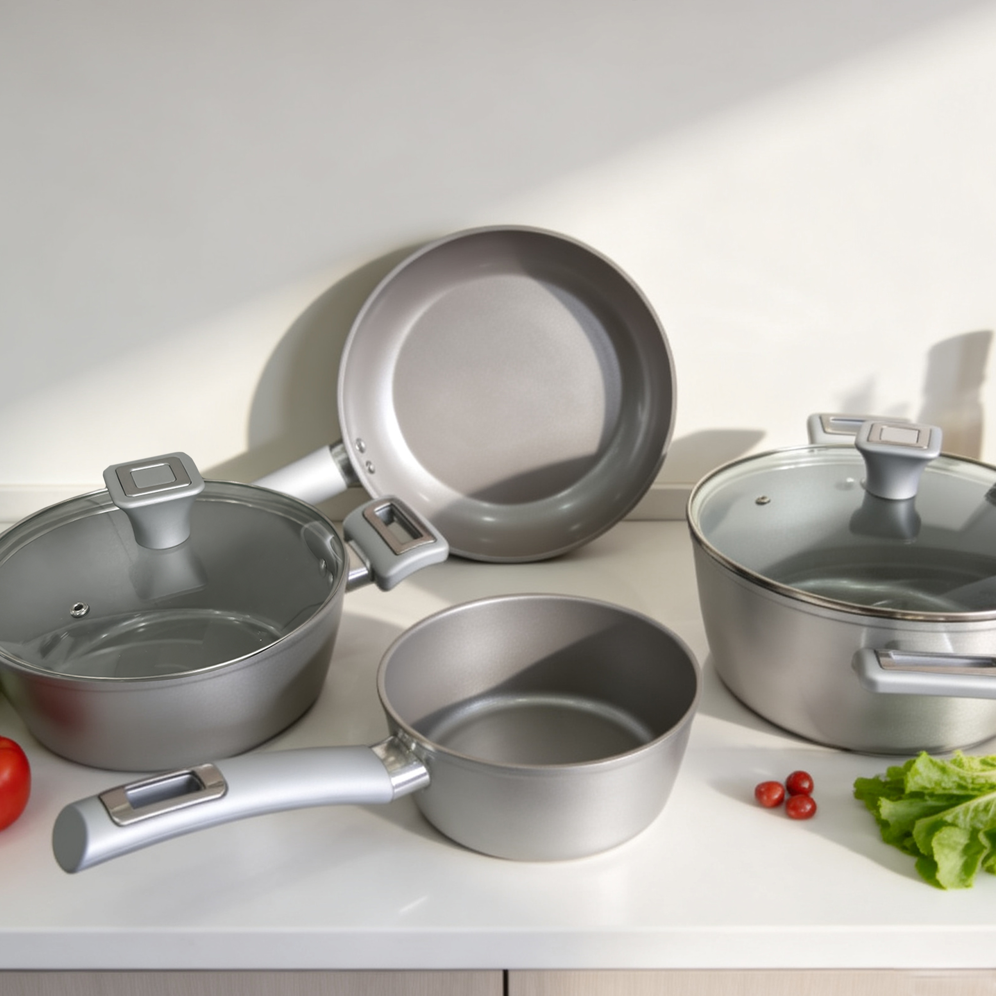 Set of pots with a ceramic-marble non-stick coating, 4pieces,rg-1003